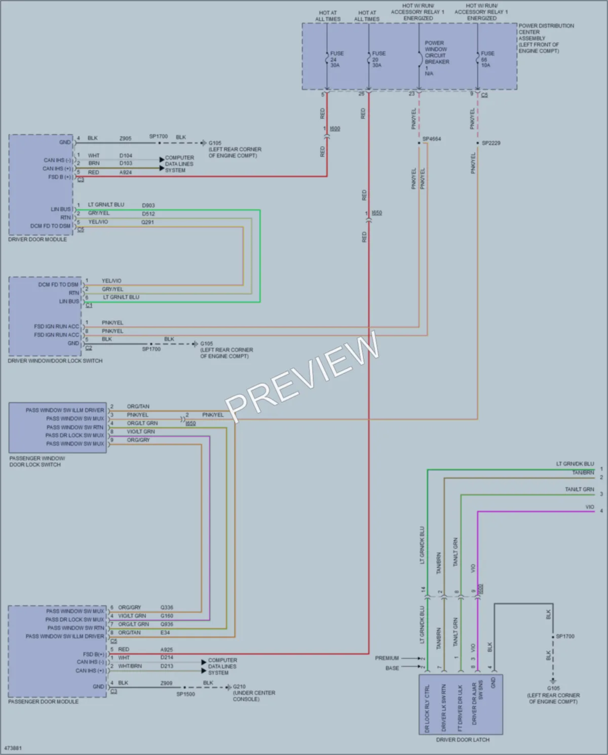 2015 Ram 1500Pickup Power Door Locks wiring diagram preview