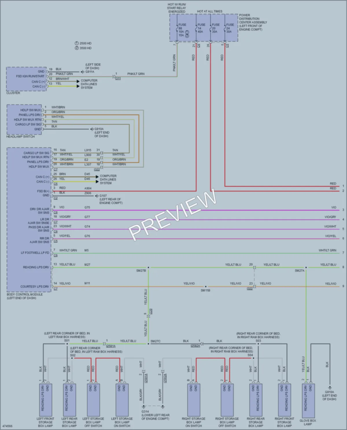 2015 Ram 2500Pickup Interior Lights wiring diagram preview