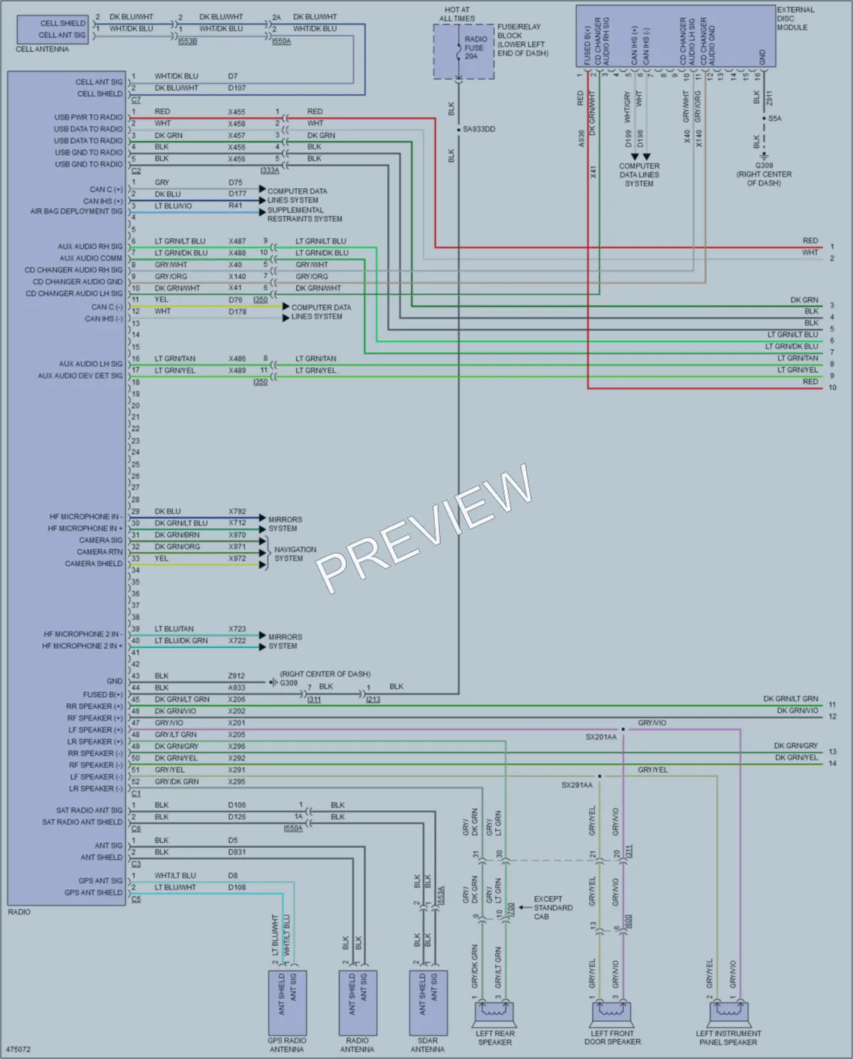 2015 Ram 2500Pickup Radio wiring diagram preview