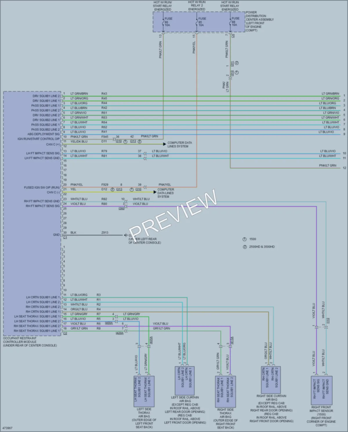 2015 Ram 2500Pickup Supplemental Restraints wiring diagram preview