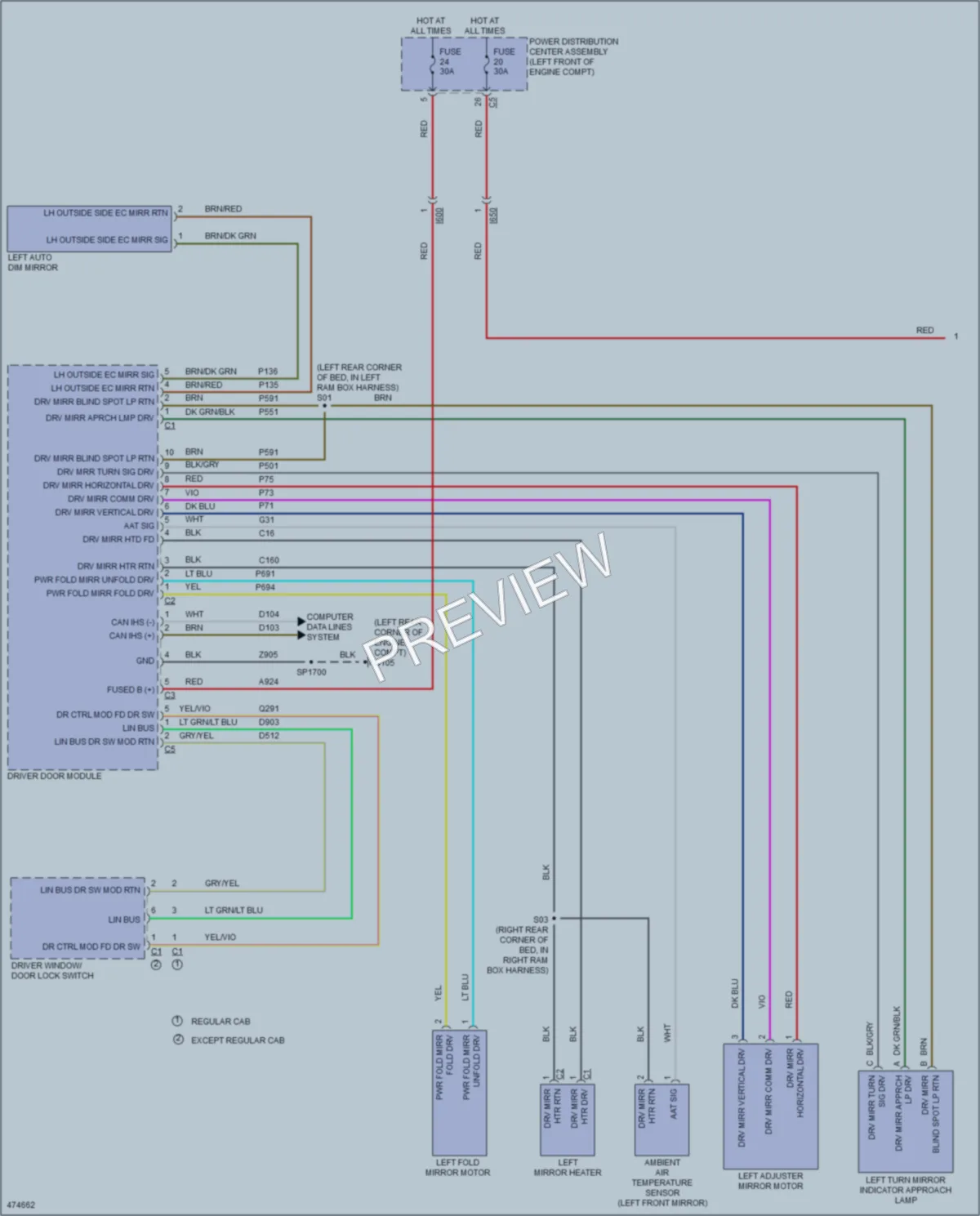 2015 Ram 3500Pickup Power Mirrors wiring diagram preview
