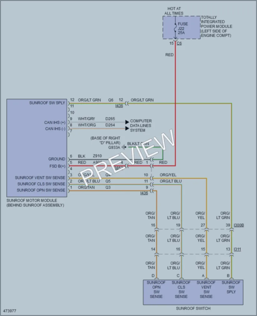 2015 Ram CV Power Top Sunroof wiring diagram preview