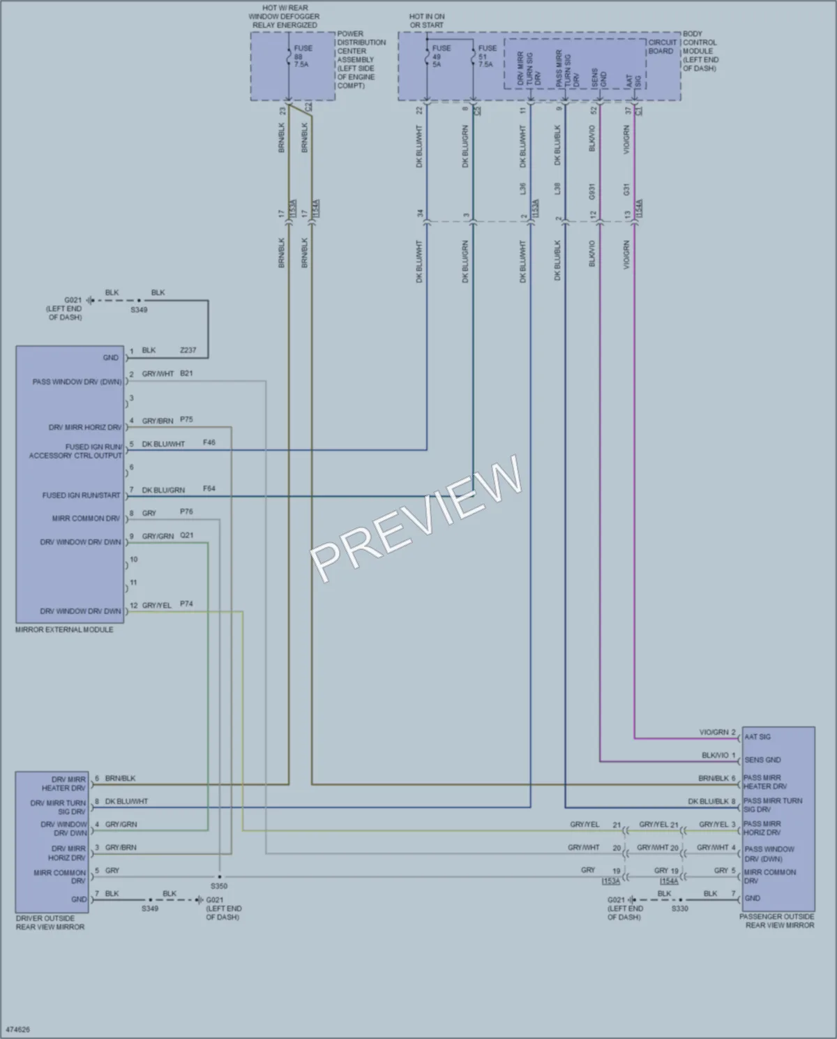 2015 Ram ProMasterCity Power Mirrors wiring diagram preview