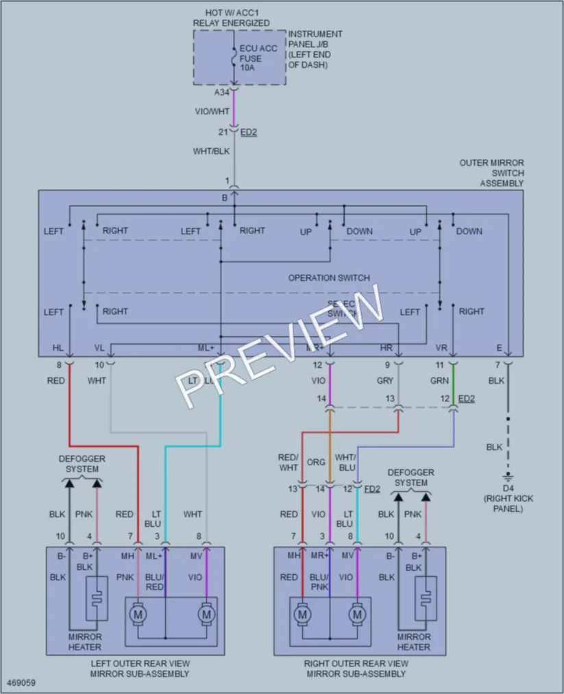 2015 Scion FRS Power Mirrors wiring diagram preview