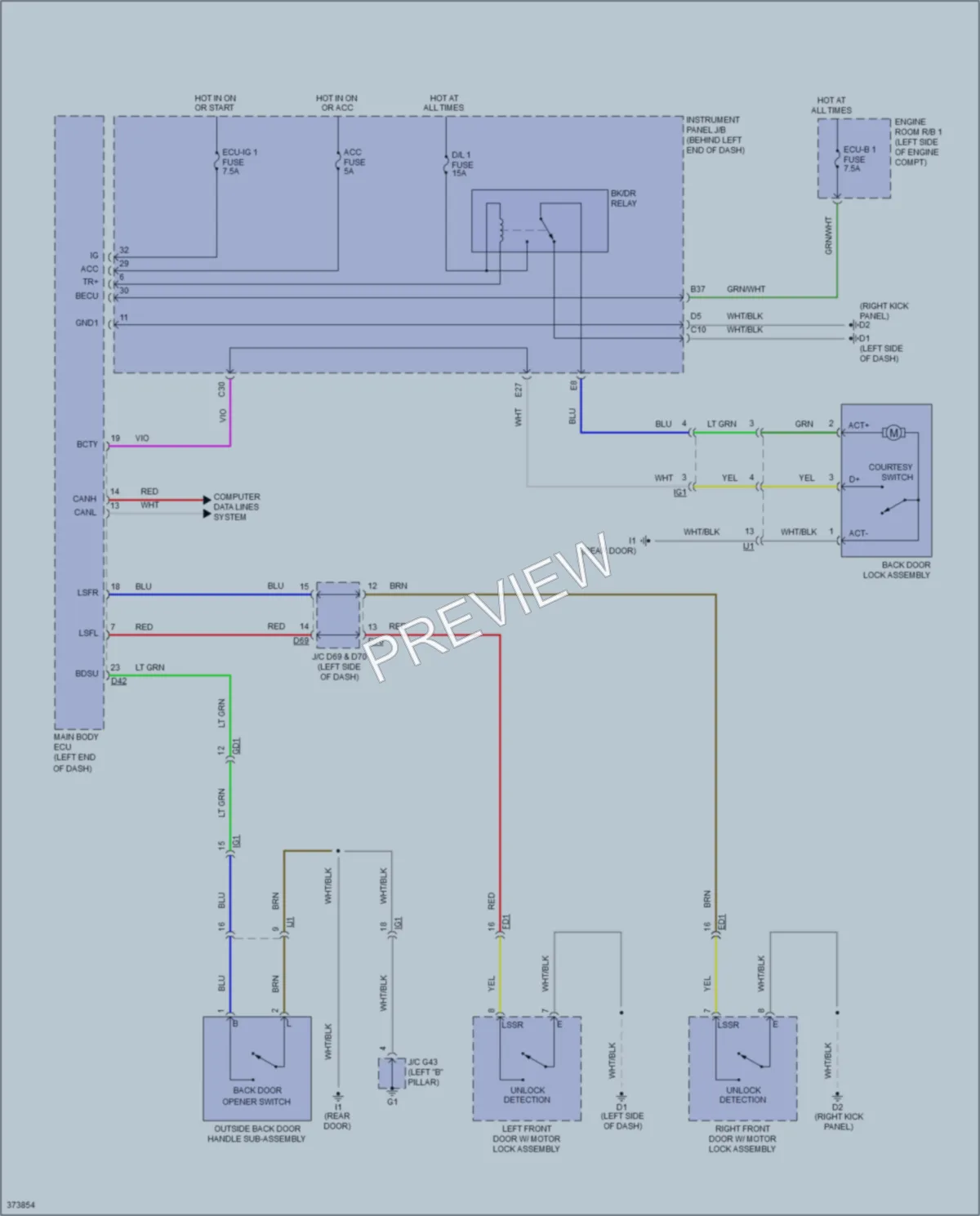 2015 Scion iQ Trunk Tailgate Fuel Door wiring diagram preview