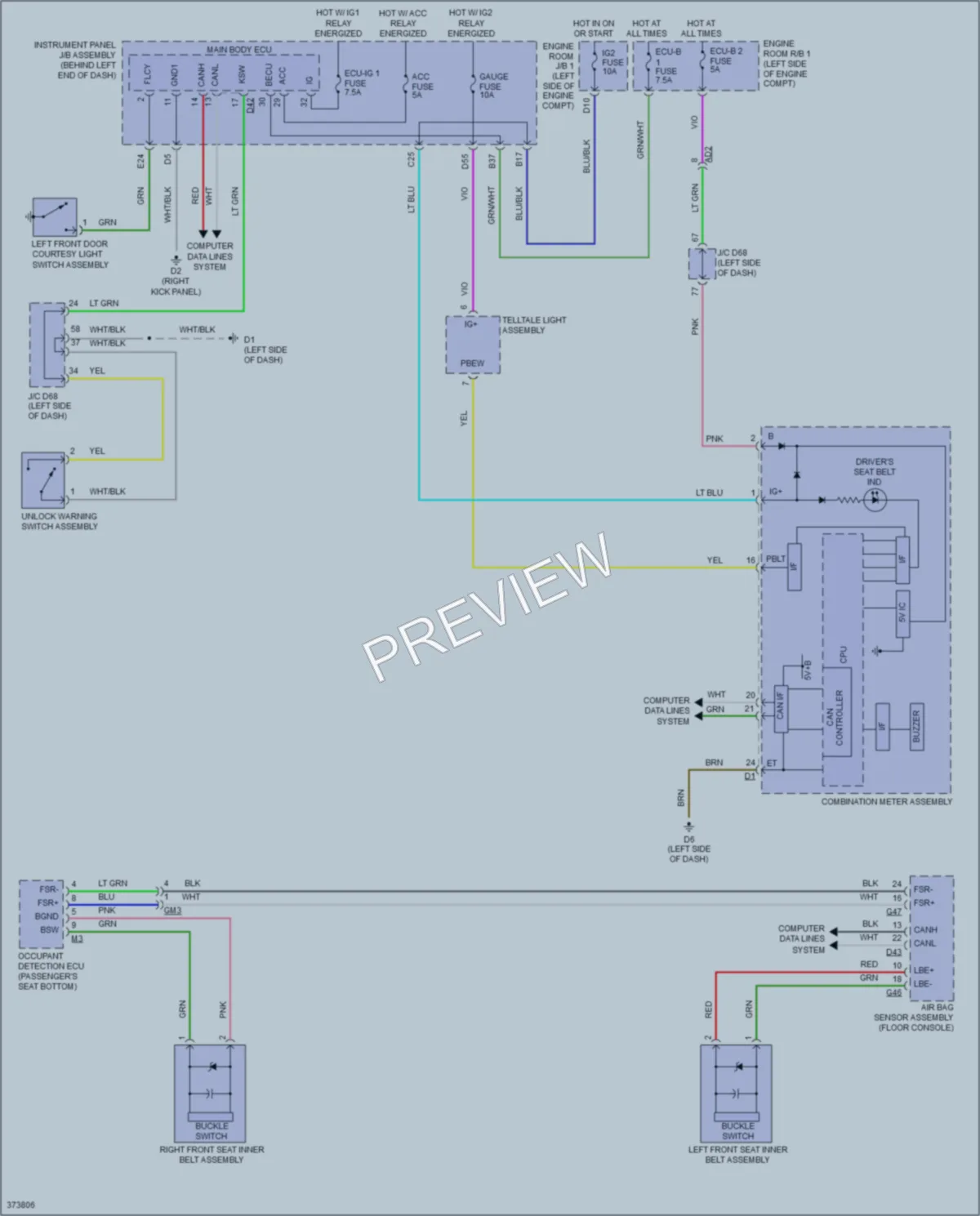 2015 Scion iQ Warning Systems wiring diagram preview
