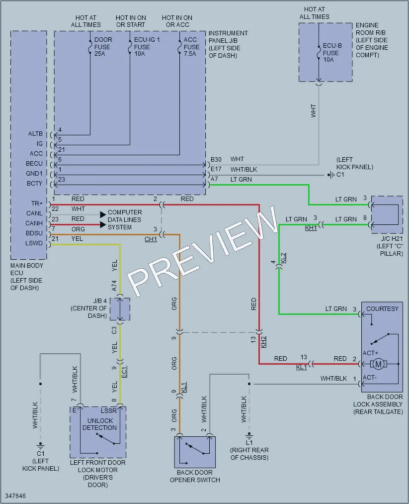 2015 Scion xB Trunk Tailgate Fuel Door wiring diagram preview