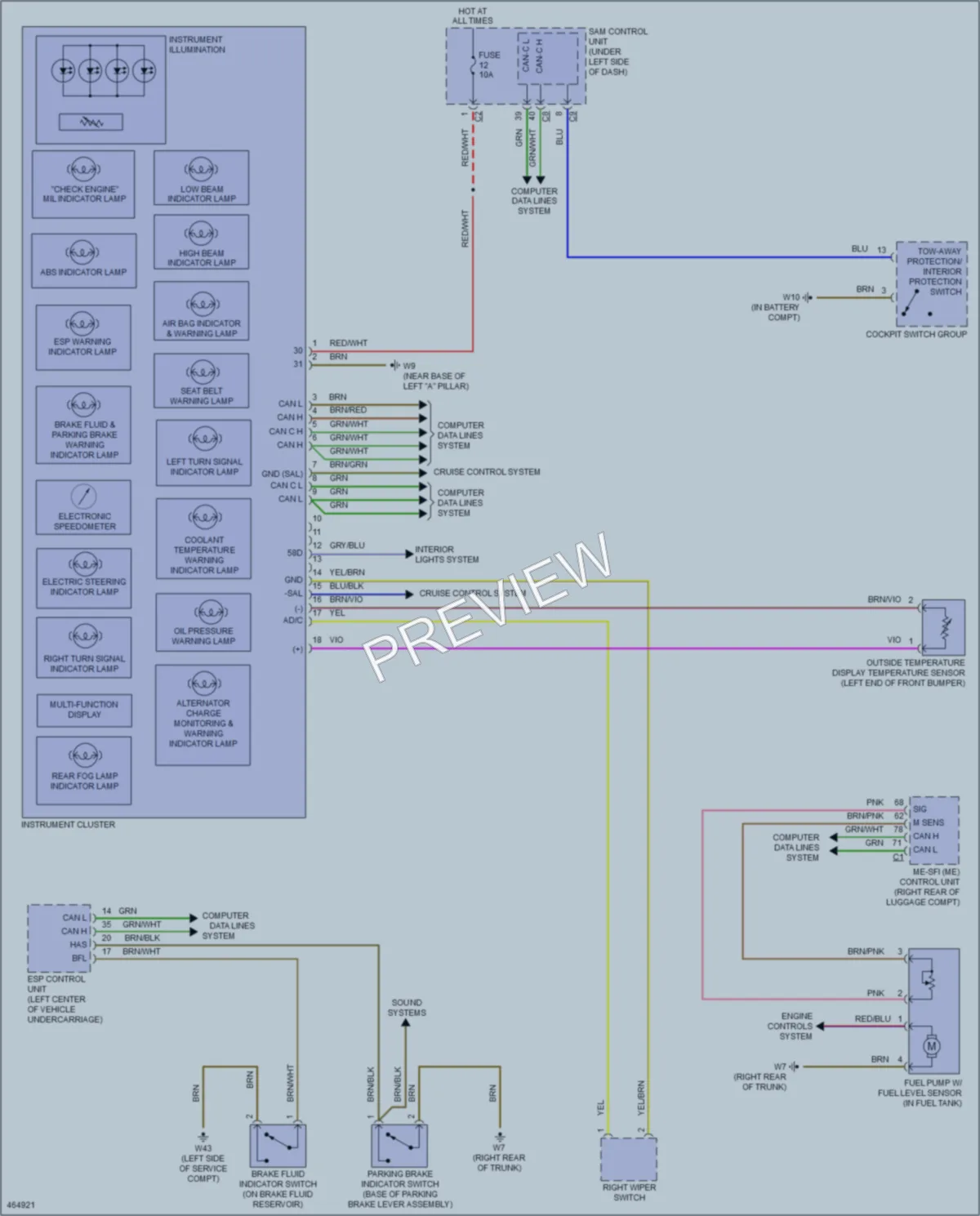 2015 Smart fortwo Instrument Cluster wiring diagram preview