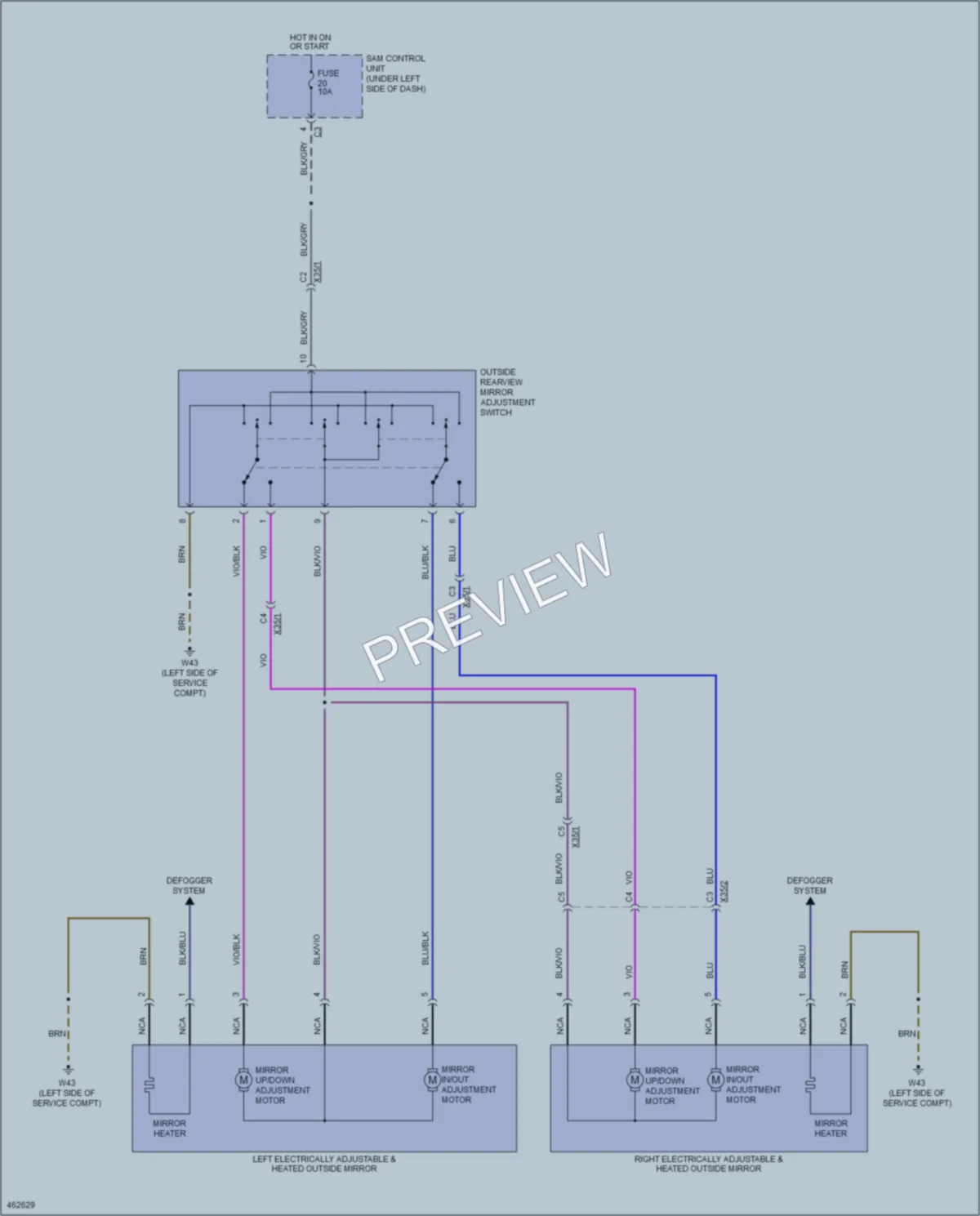 2015 Smart fortwo Power Mirrors wiring diagram preview