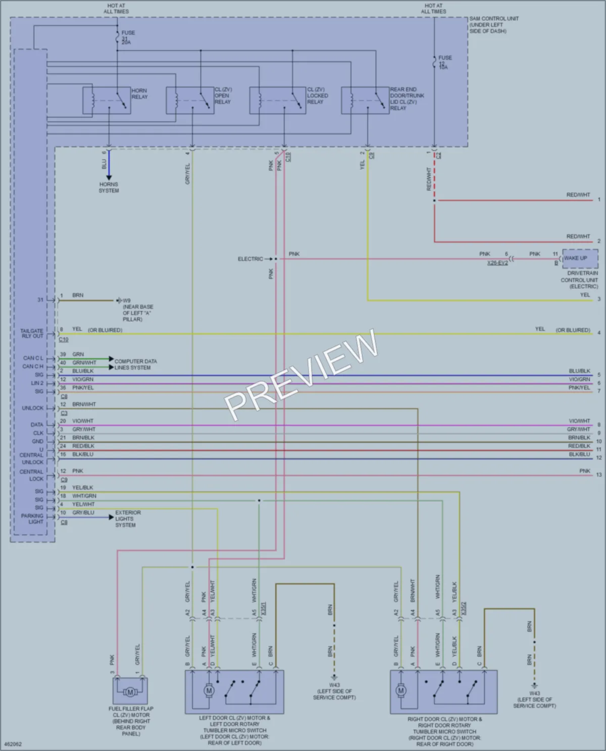 2015 Smart fortwoelectric Power Door Locks wiring diagram preview