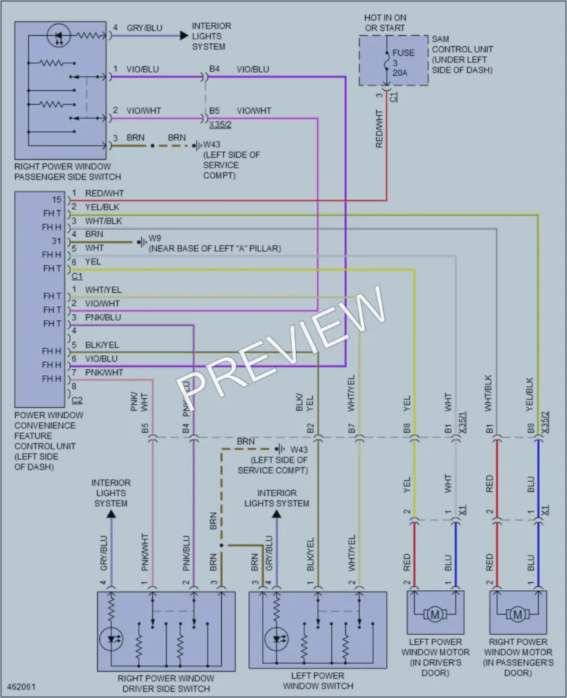 2015 Smart fortwoelectric Power Windows wiring diagram preview