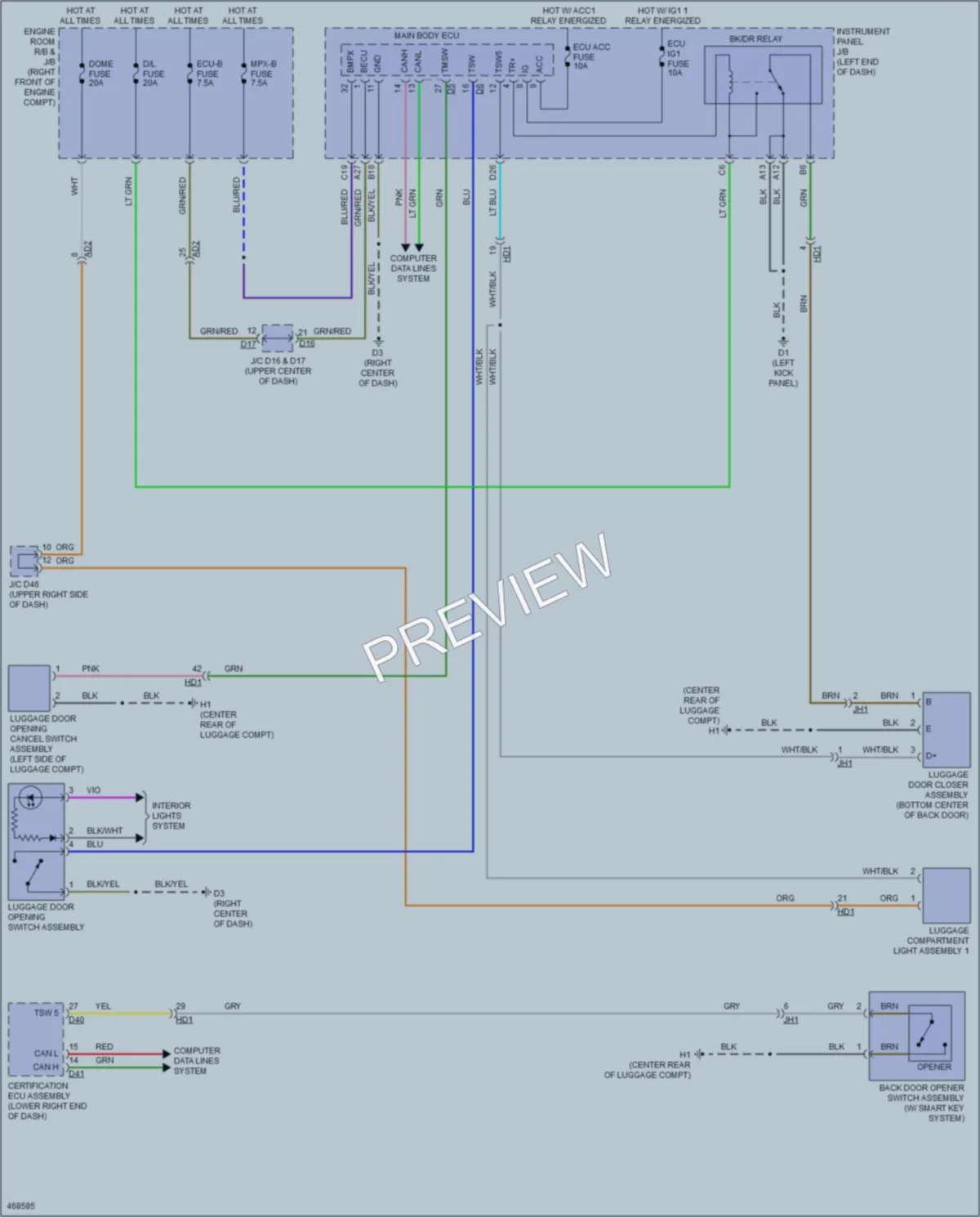 2015 Subaru BRZ Trunk Tailgate Fuel Door wiring diagram preview