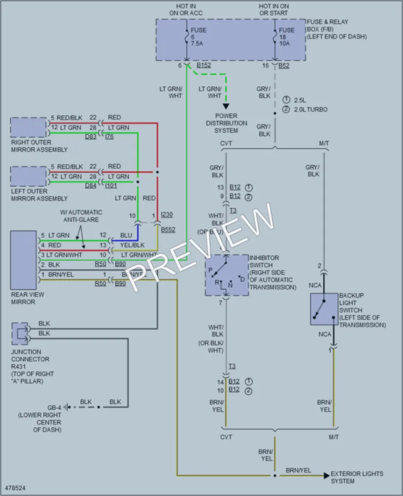 2015 Subaru Forester Power Mirrors wiring diagram preview