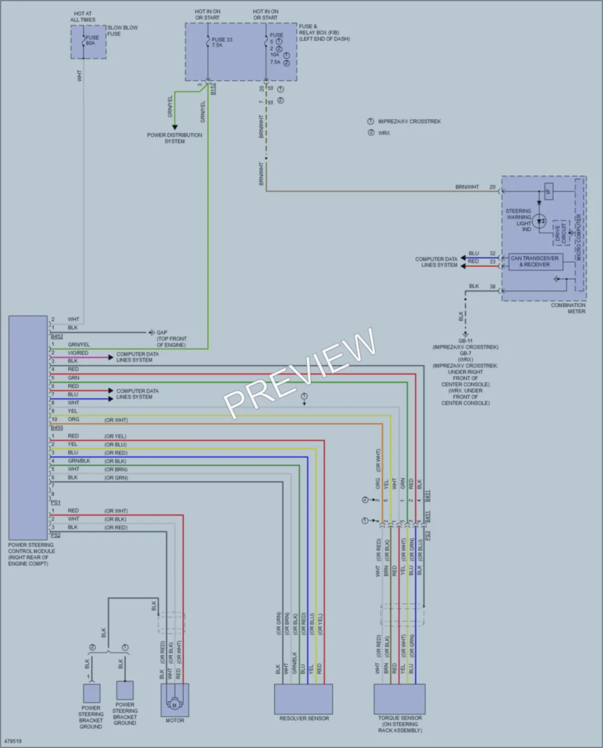 2015 Subaru Impreza Electronic Power Steering wiring diagram preview