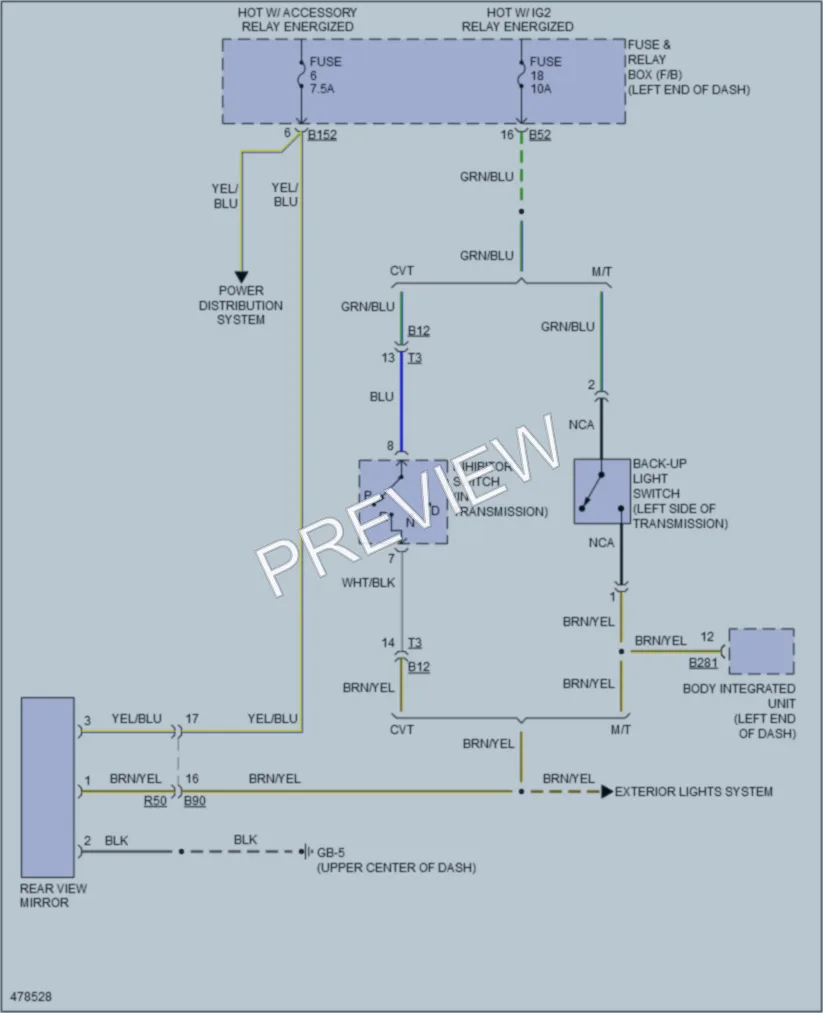 2015 Subaru Impreza Power Mirrors wiring diagram preview