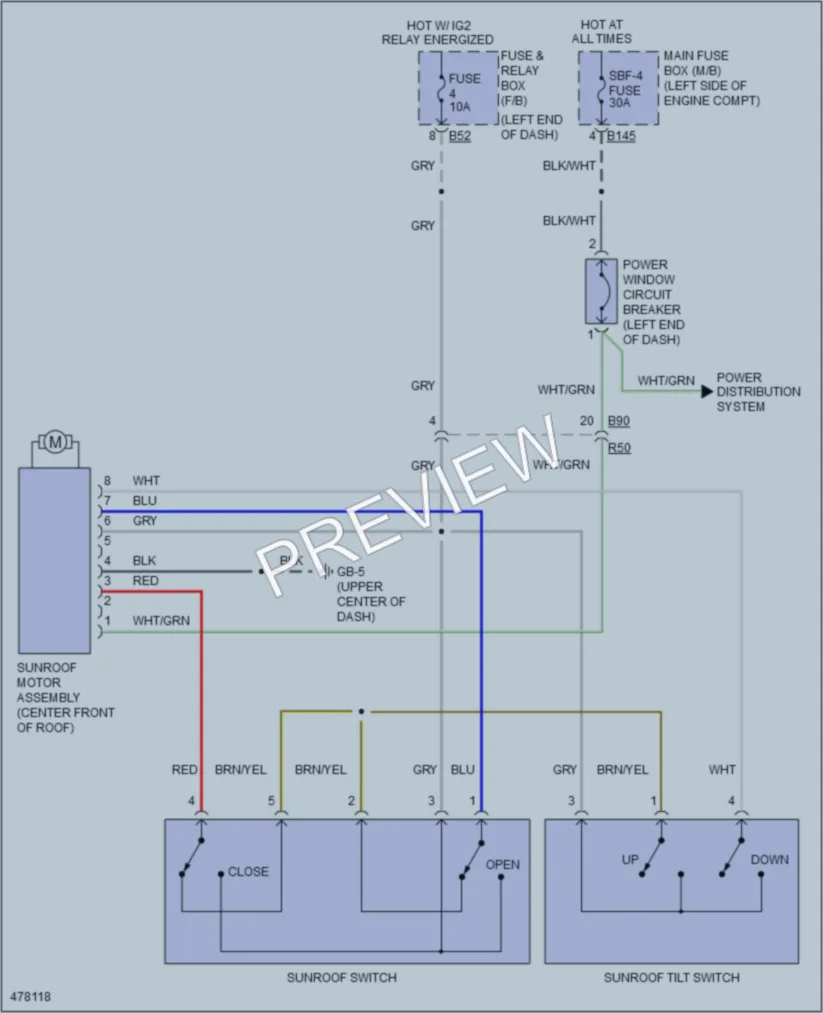 2015 Subaru Impreza Power Top Sunroof wiring diagram preview