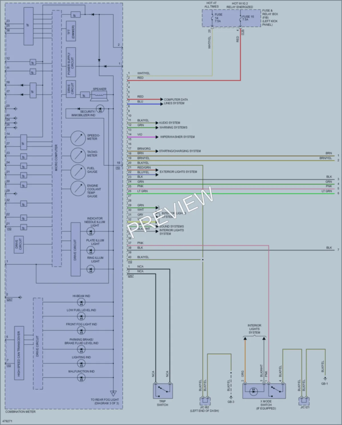 2015 Subaru Legacy Instrument Cluster wiring diagram preview
