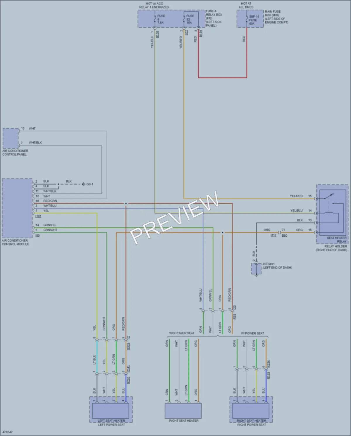 2015 Subaru Legacy Power Seats wiring diagram preview
