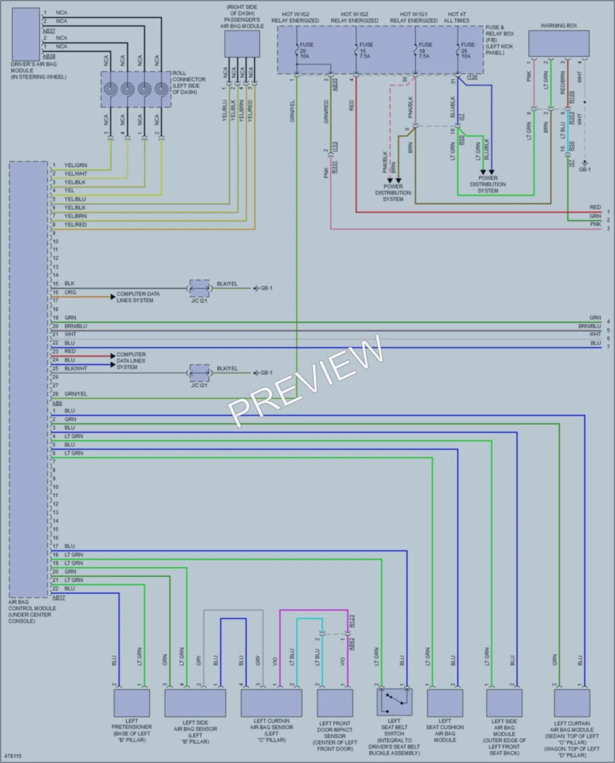 2015 Subaru Legacy Supplemental Restraints wiring diagram preview