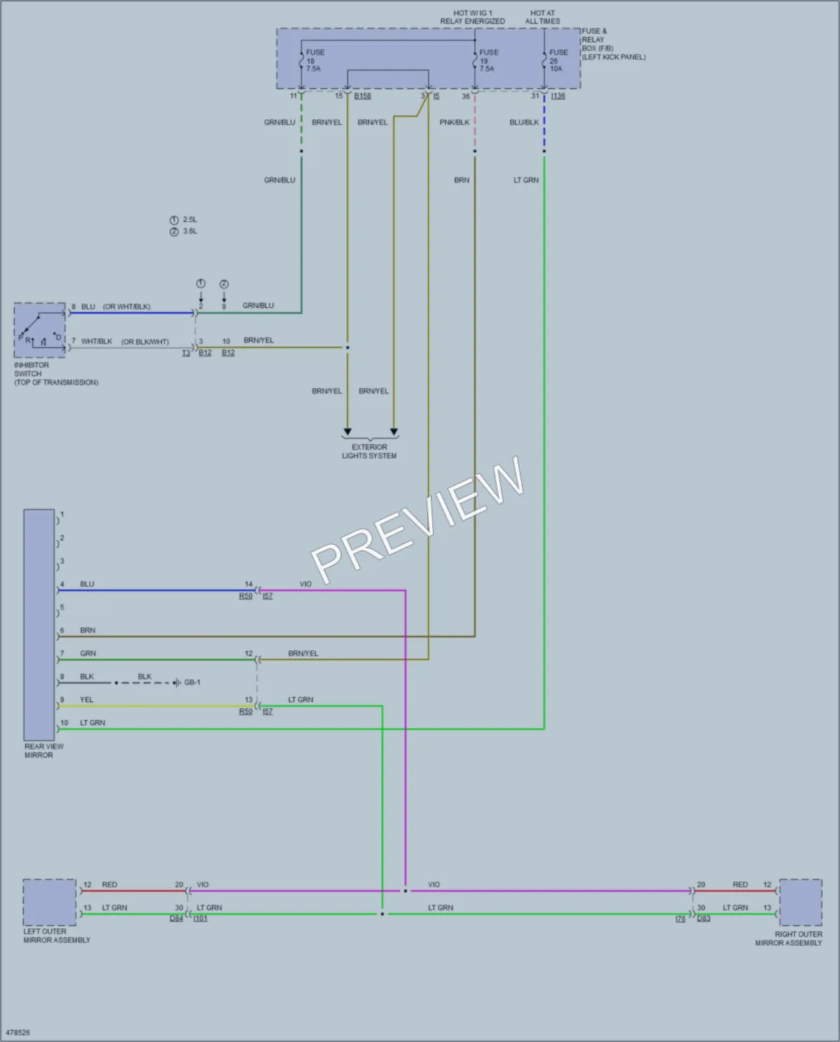 2015 Subaru Outback Power Mirrors wiring diagram preview