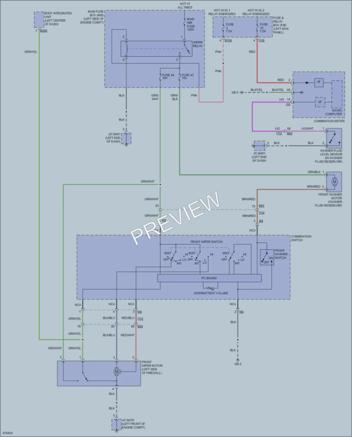 2015 Subaru Outback Wiper Washer wiring diagram preview