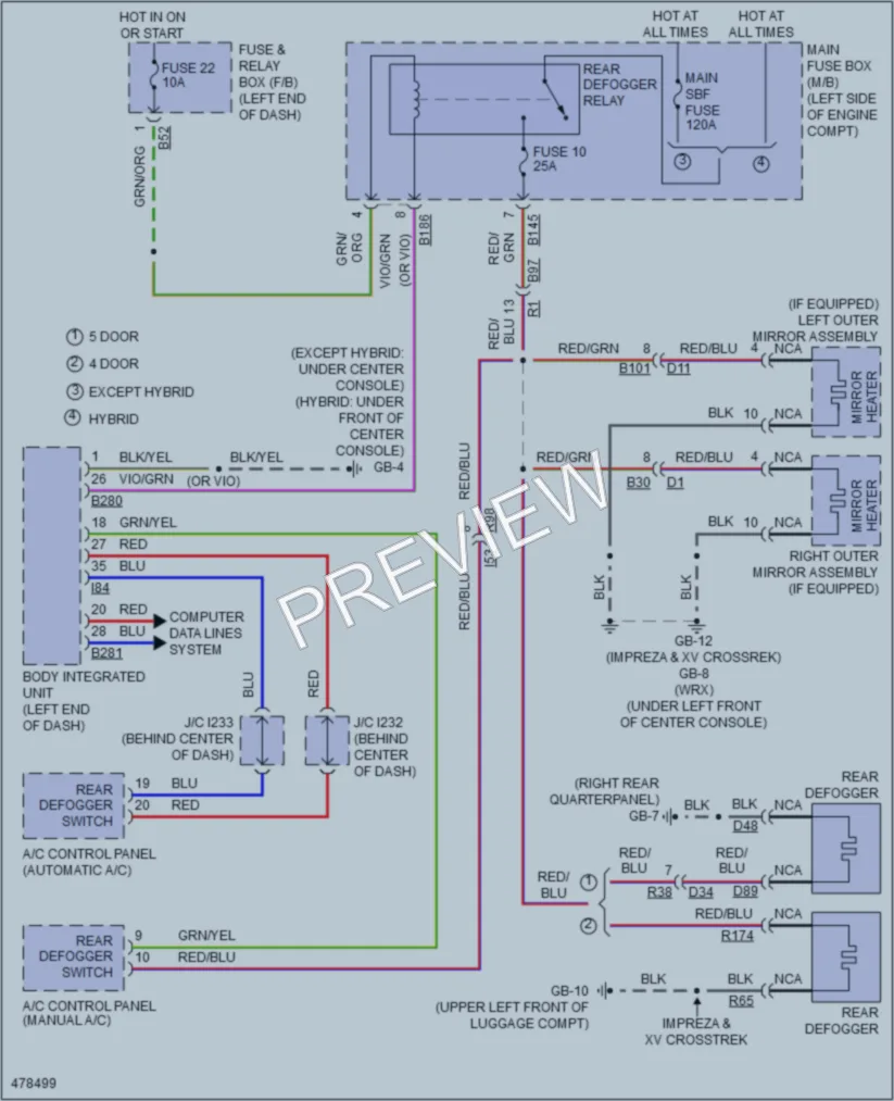 2015 Subaru WRX Defoggers wiring diagram preview