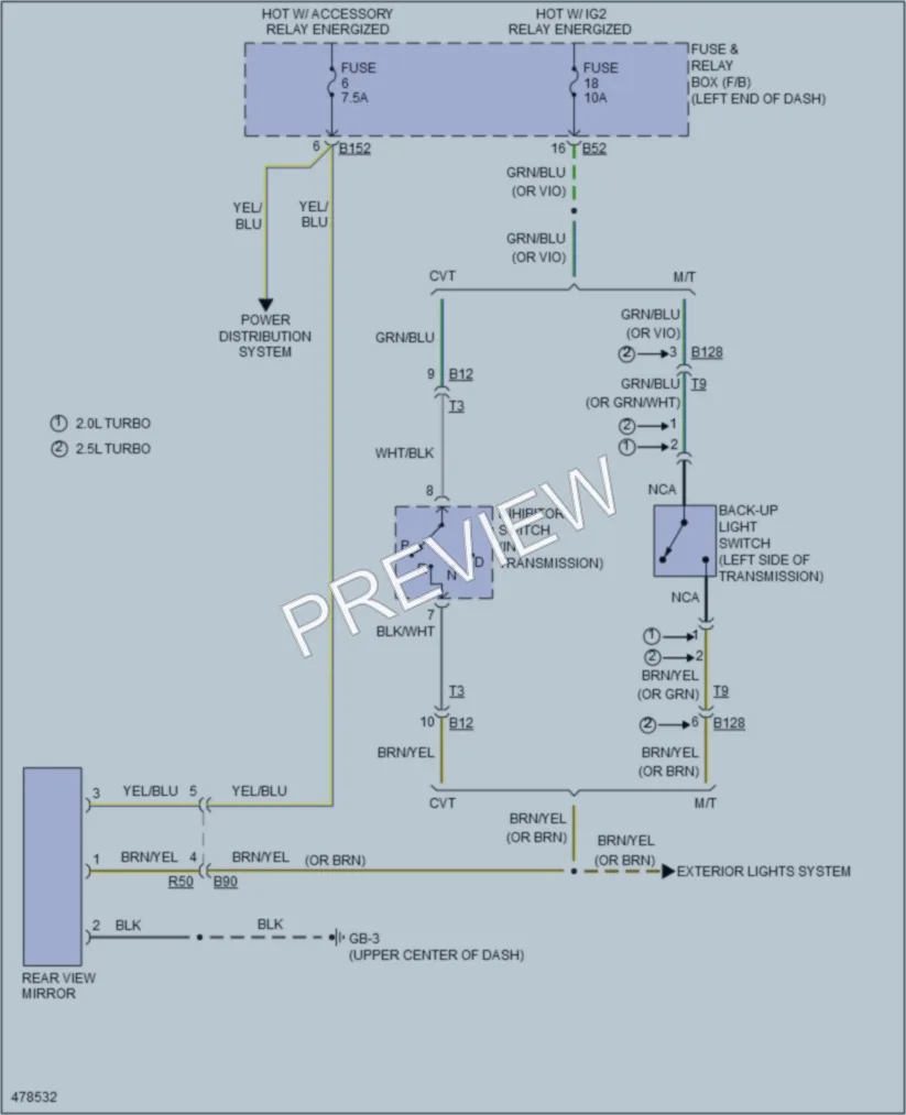 2015 Subaru WRX Power Mirrors wiring diagram preview