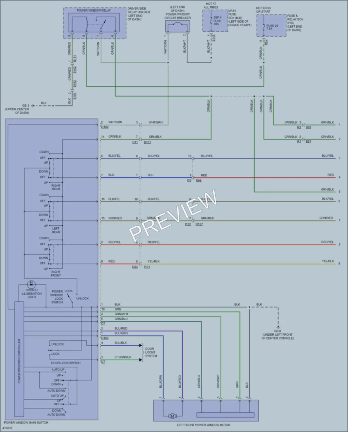 2015 Subaru WRX Power Windows wiring diagram preview