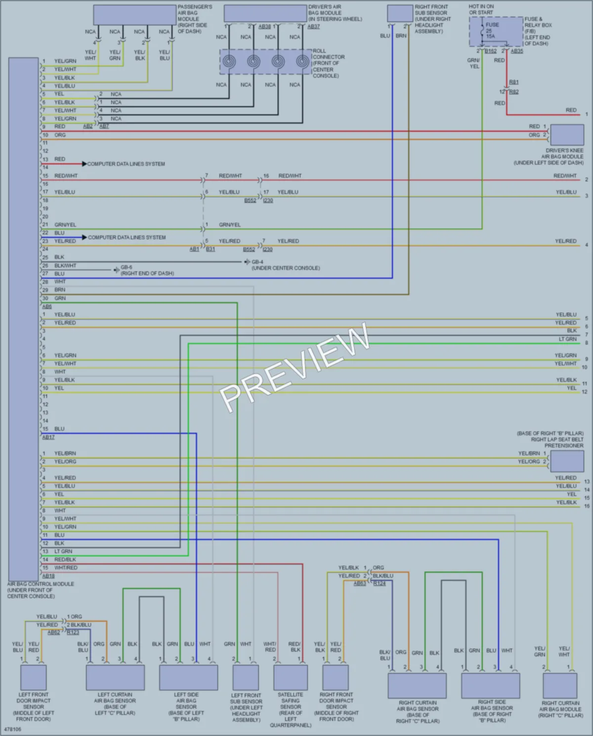 2015 Subaru WRX Supplemental Restraints wiring diagram preview