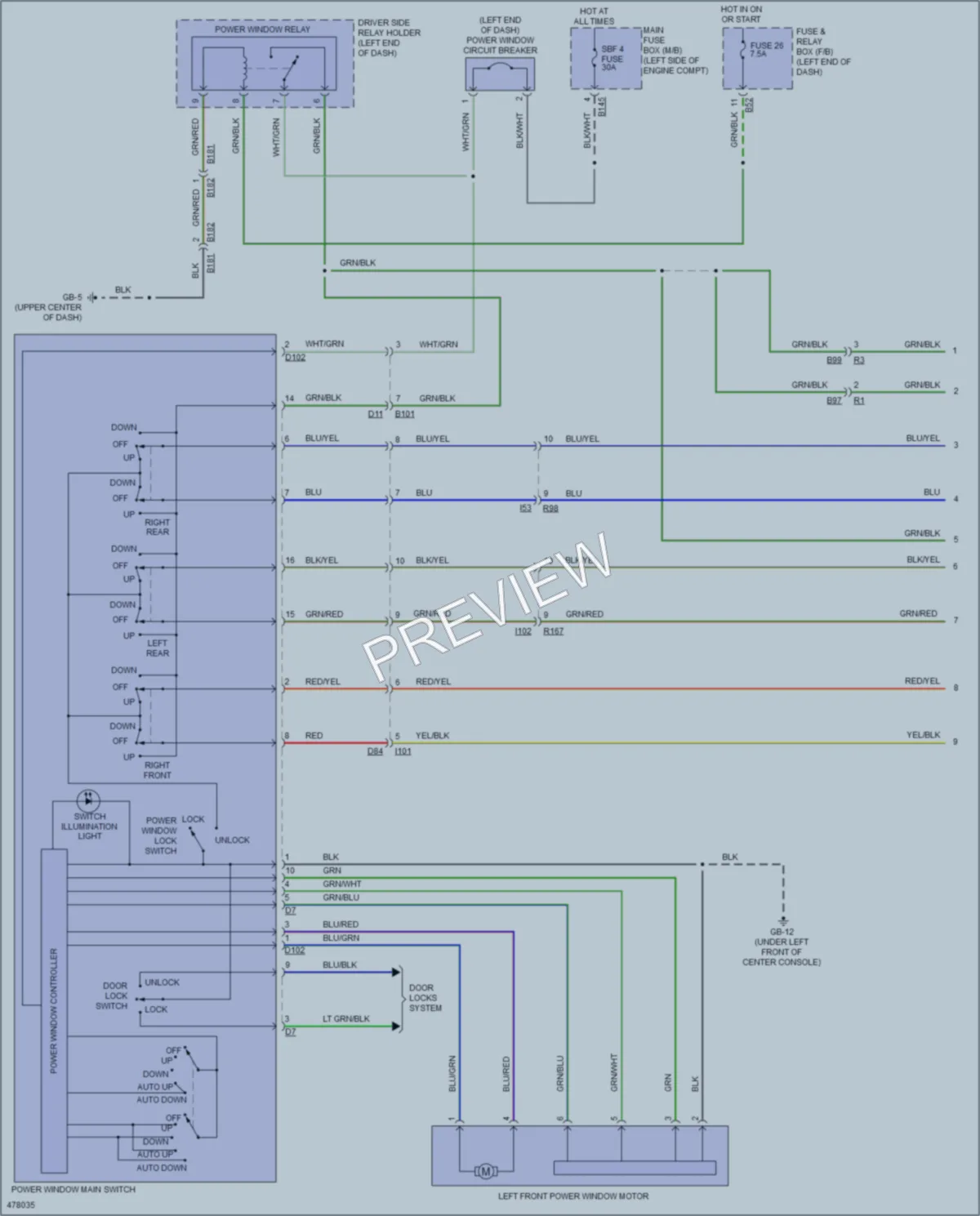 2015 Subaru XVCrosstrek Power Windows wiring diagram preview