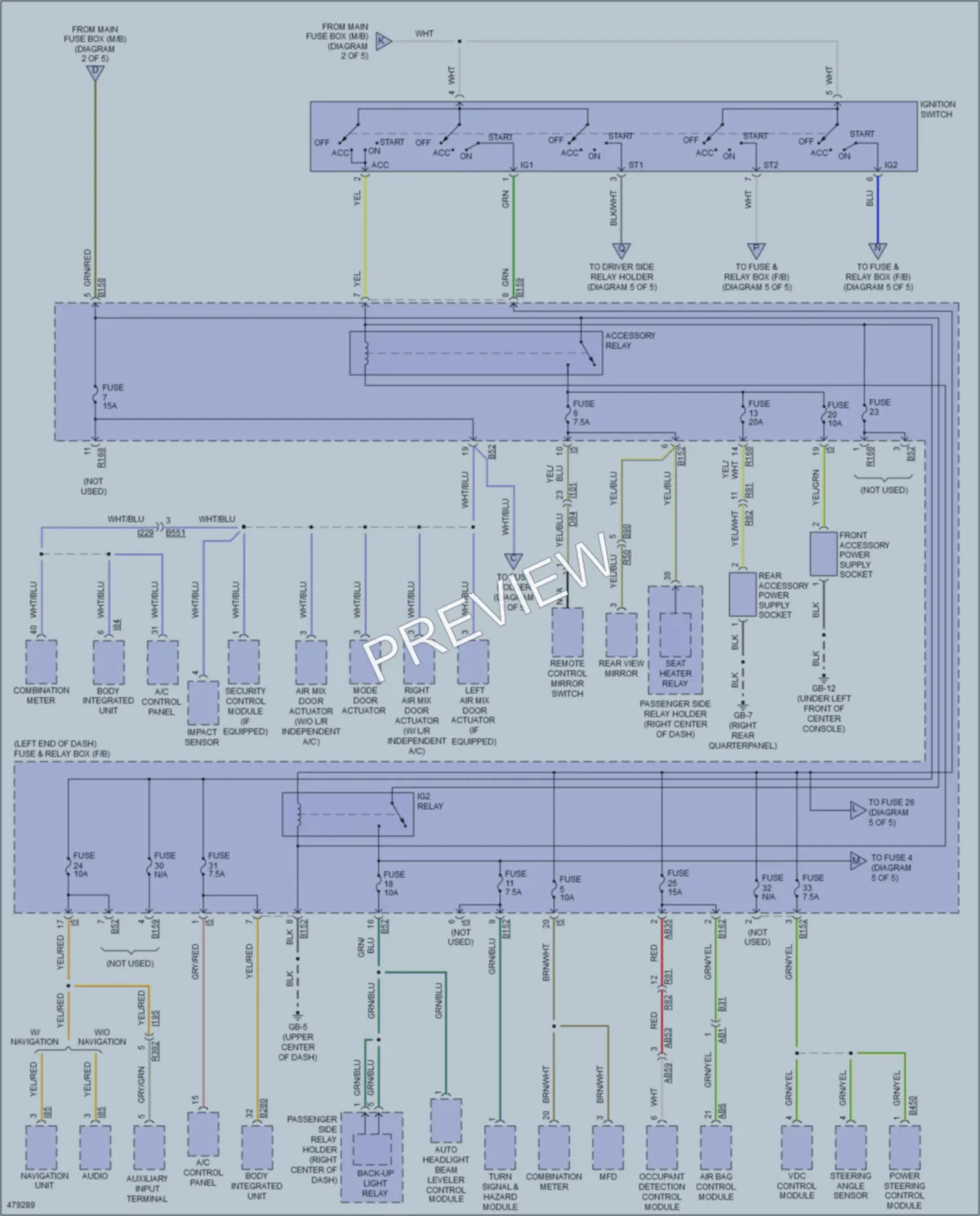 2015 Subaru XVCrosstrekHybrid Power Distribution wiring diagram preview
