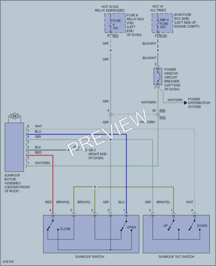 2015 Subaru XVCrosstrekHybrid Power Top Sunroof wiring diagram preview