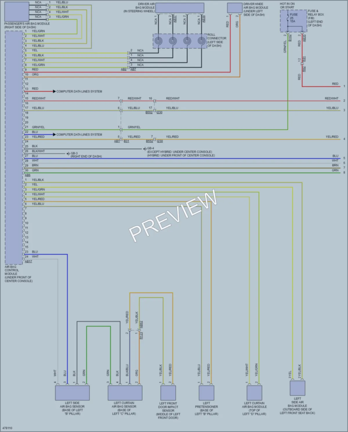 2015 Subaru XVCrosstrekHybrid Supplemental Restraints wiring diagram preview
