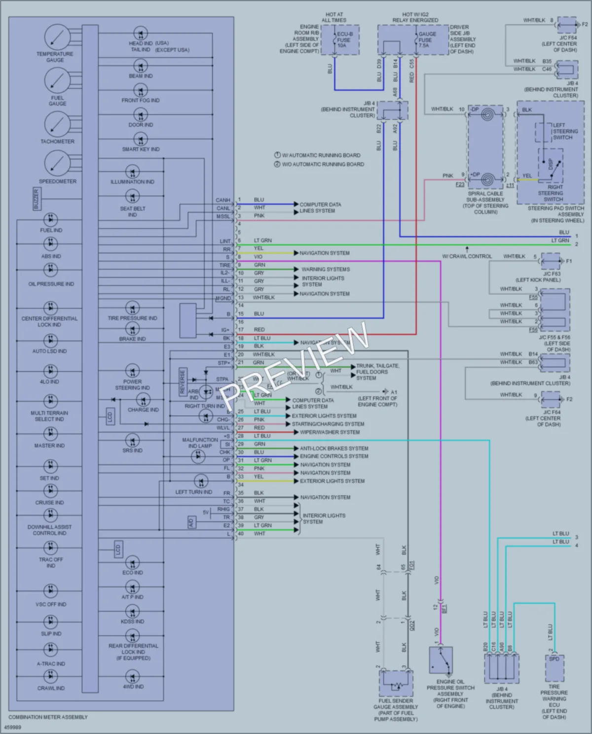 2015 Toyota 4Runner Instrument Cluster wiring diagram preview