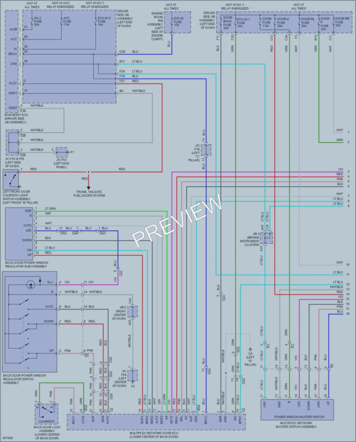 2015 Toyota 4Runner Power Windows wiring diagram preview
