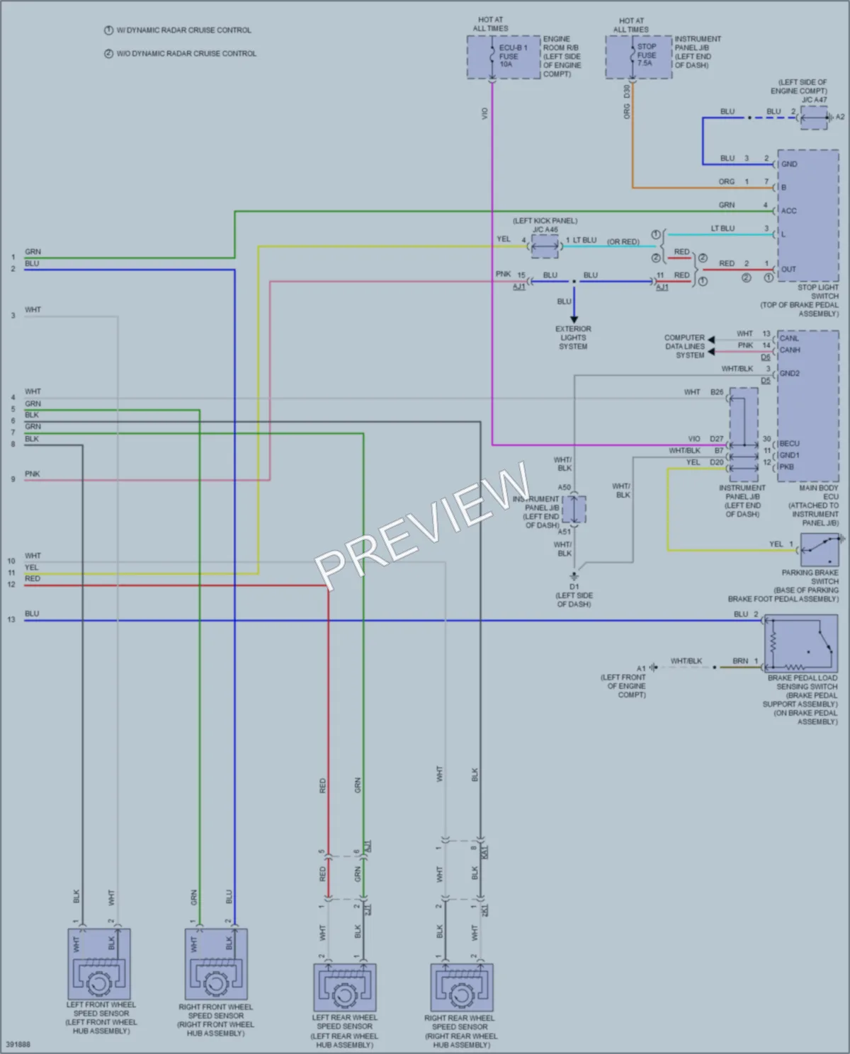 2015 Toyota Avalon Anti Lock Brakes wiring diagram preview