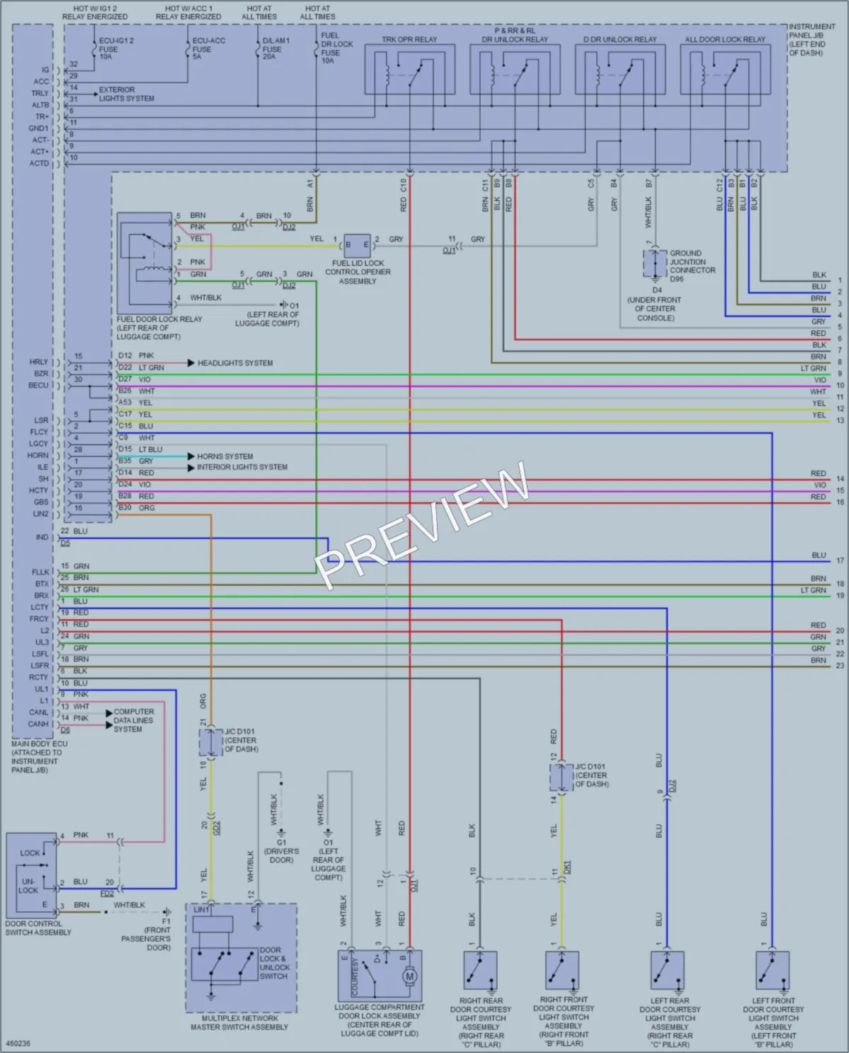 2015 Toyota Avalon Power Door Locks wiring diagram preview