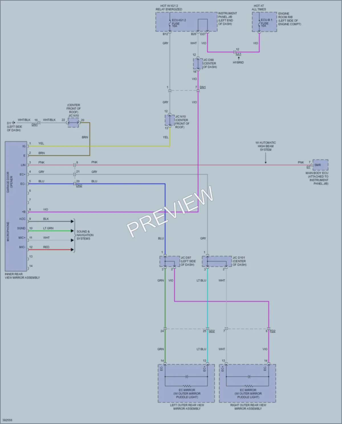 2015 Toyota Avalon Power Mirrors wiring diagram preview