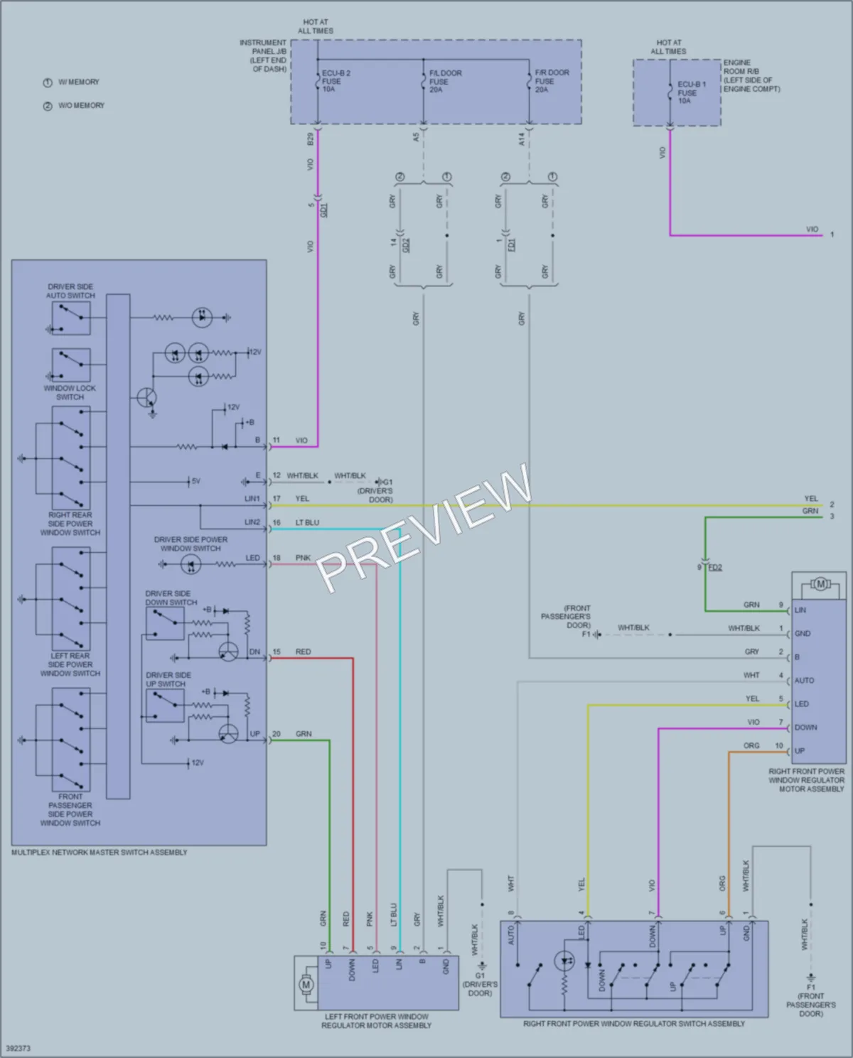 2015 Toyota Avalon Power Windows wiring diagram preview