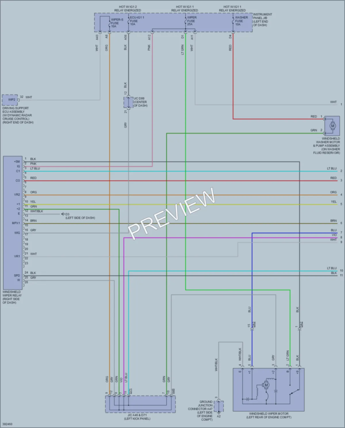 2015 Toyota AvalonHybrid Wiper Washer wiring diagram preview