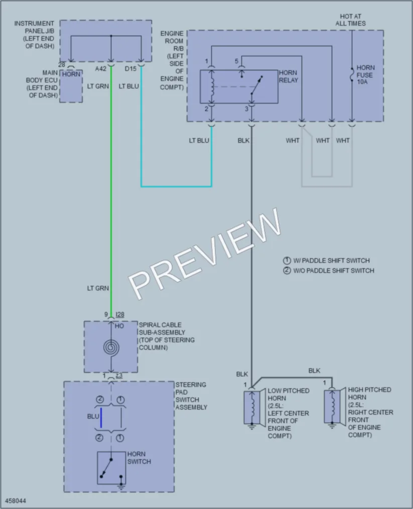 2015 Toyota Camry Horn wiring diagram preview