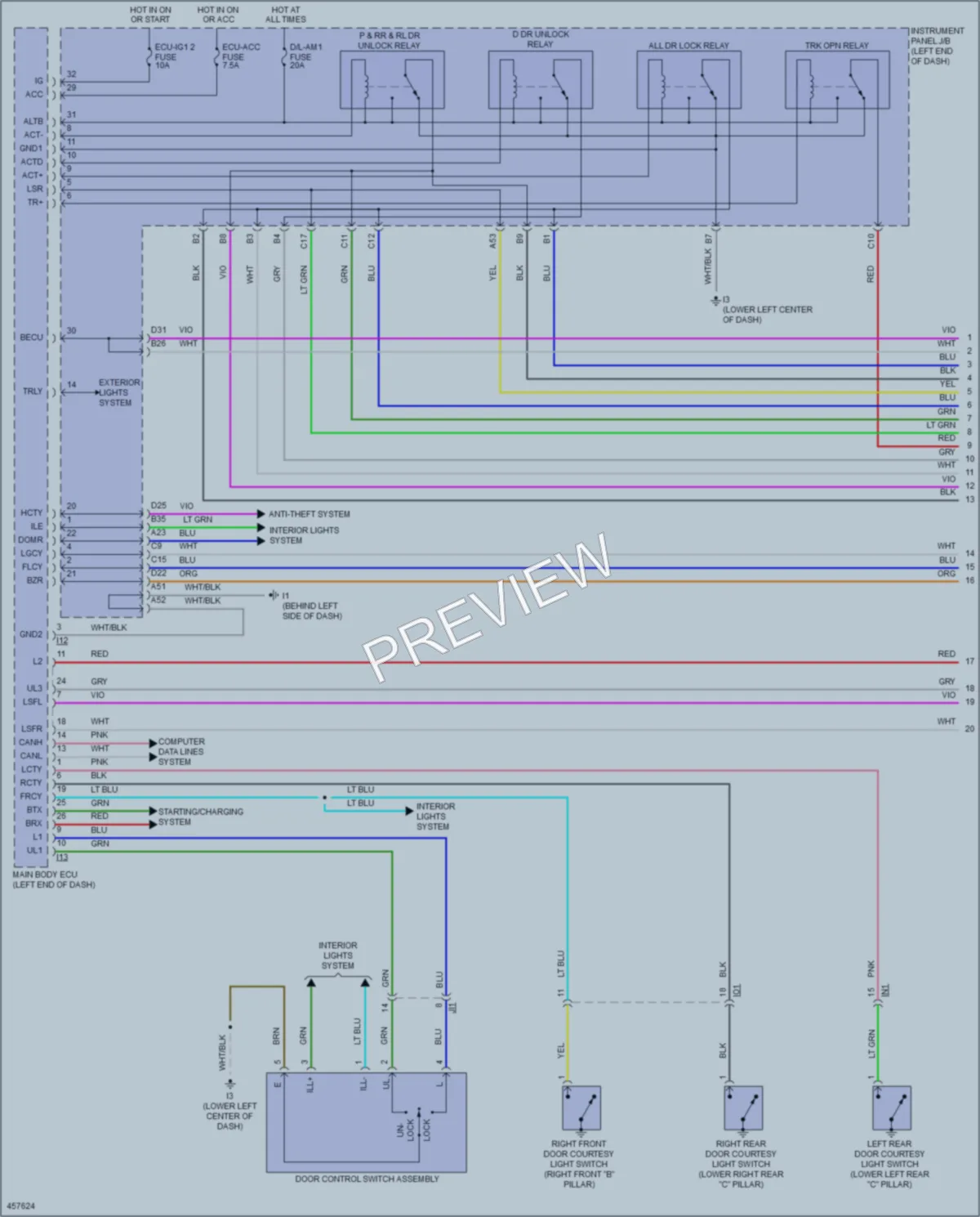 2015 Toyota Camry Power Door Locks wiring diagram preview