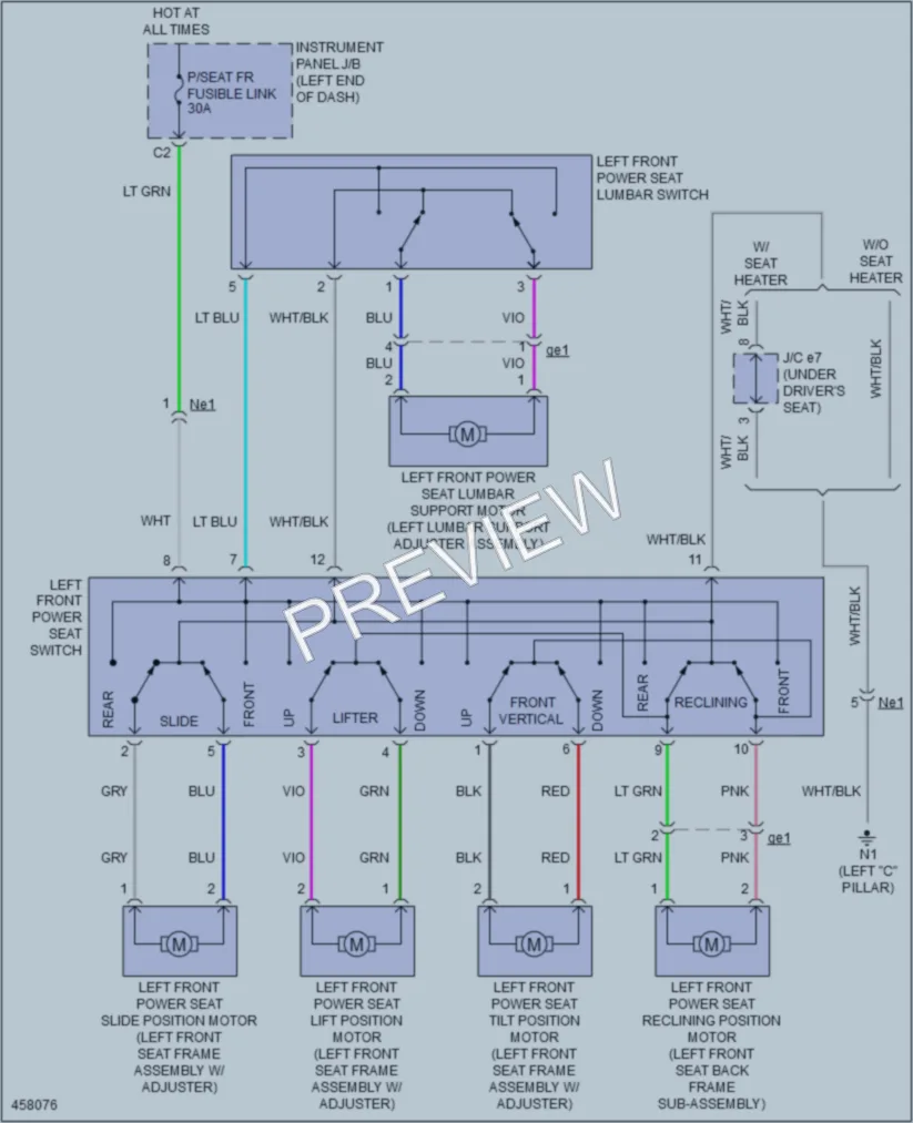 2015 Toyota Camry Power Seats wiring diagram preview
