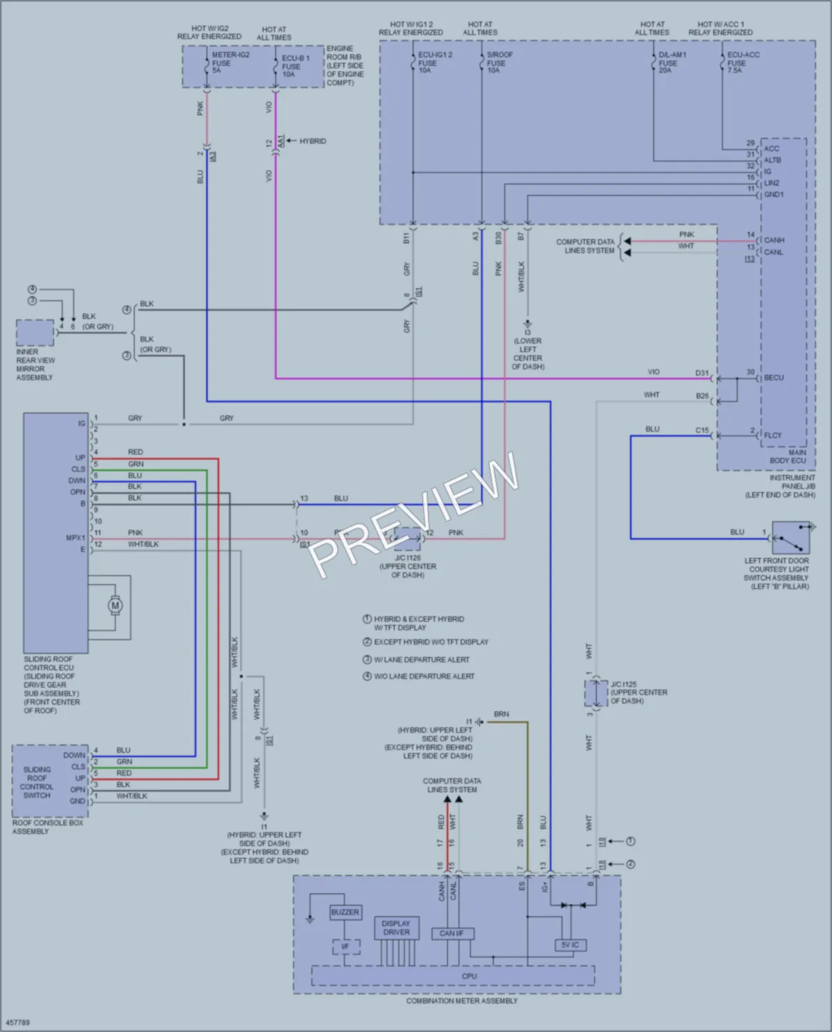 2015 Toyota Camry Power Top Sunroof wiring diagram preview