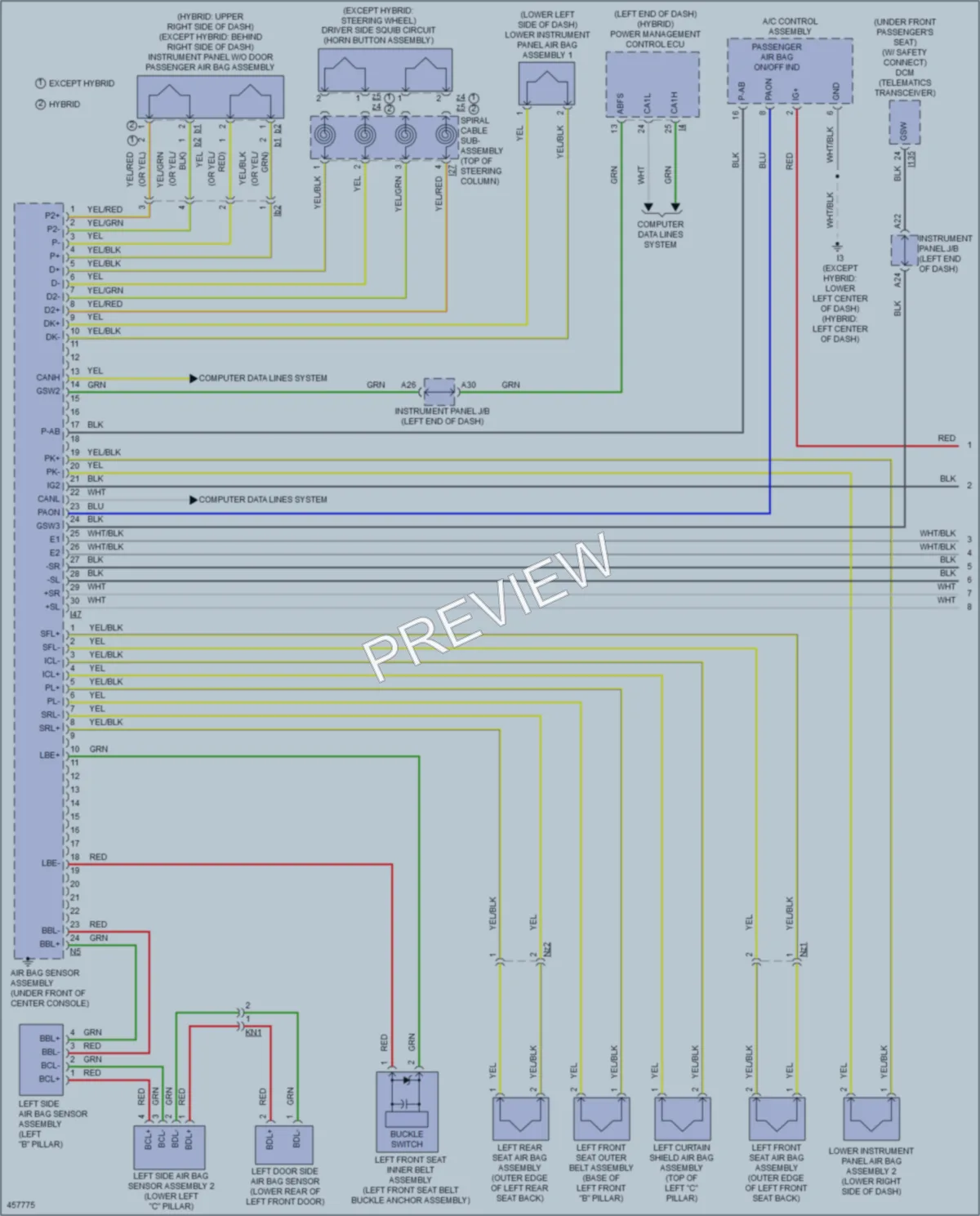2015 Toyota CamryHybrid Supplemental Restraints wiring diagram preview