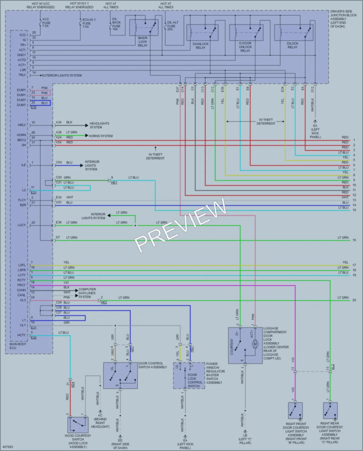 2015 Toyota Corolla Anti Theft wiring diagram preview