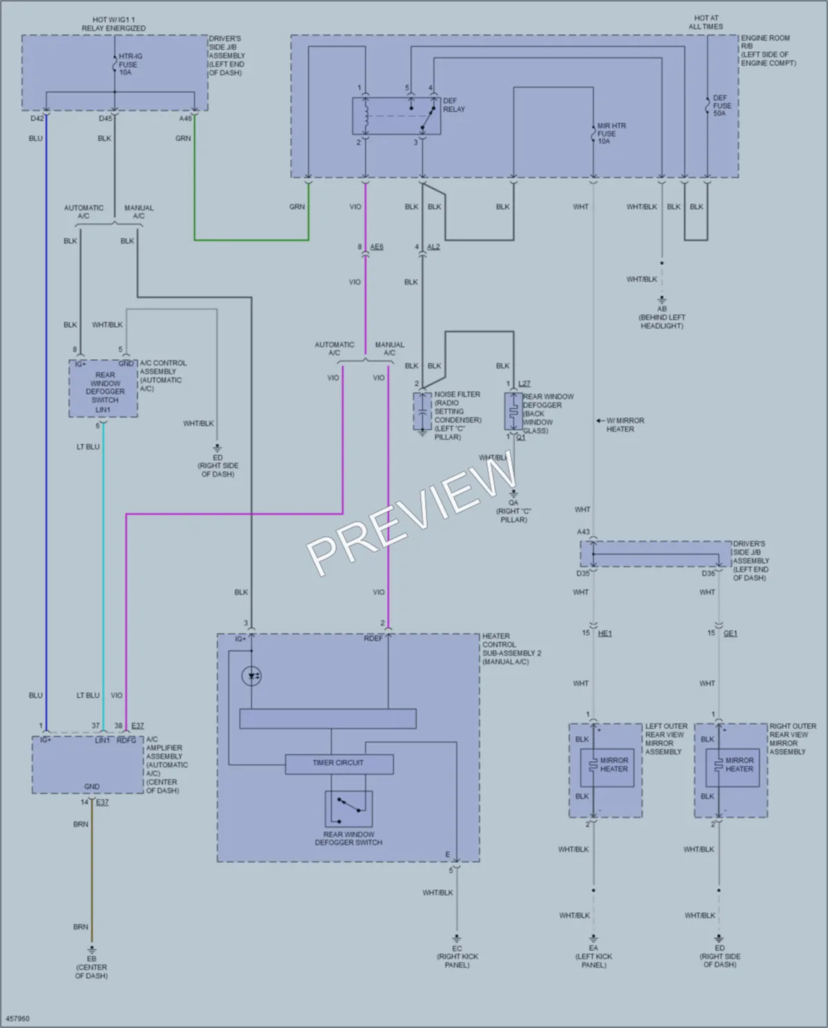 2015 Toyota Corolla Defoggers wiring diagram preview