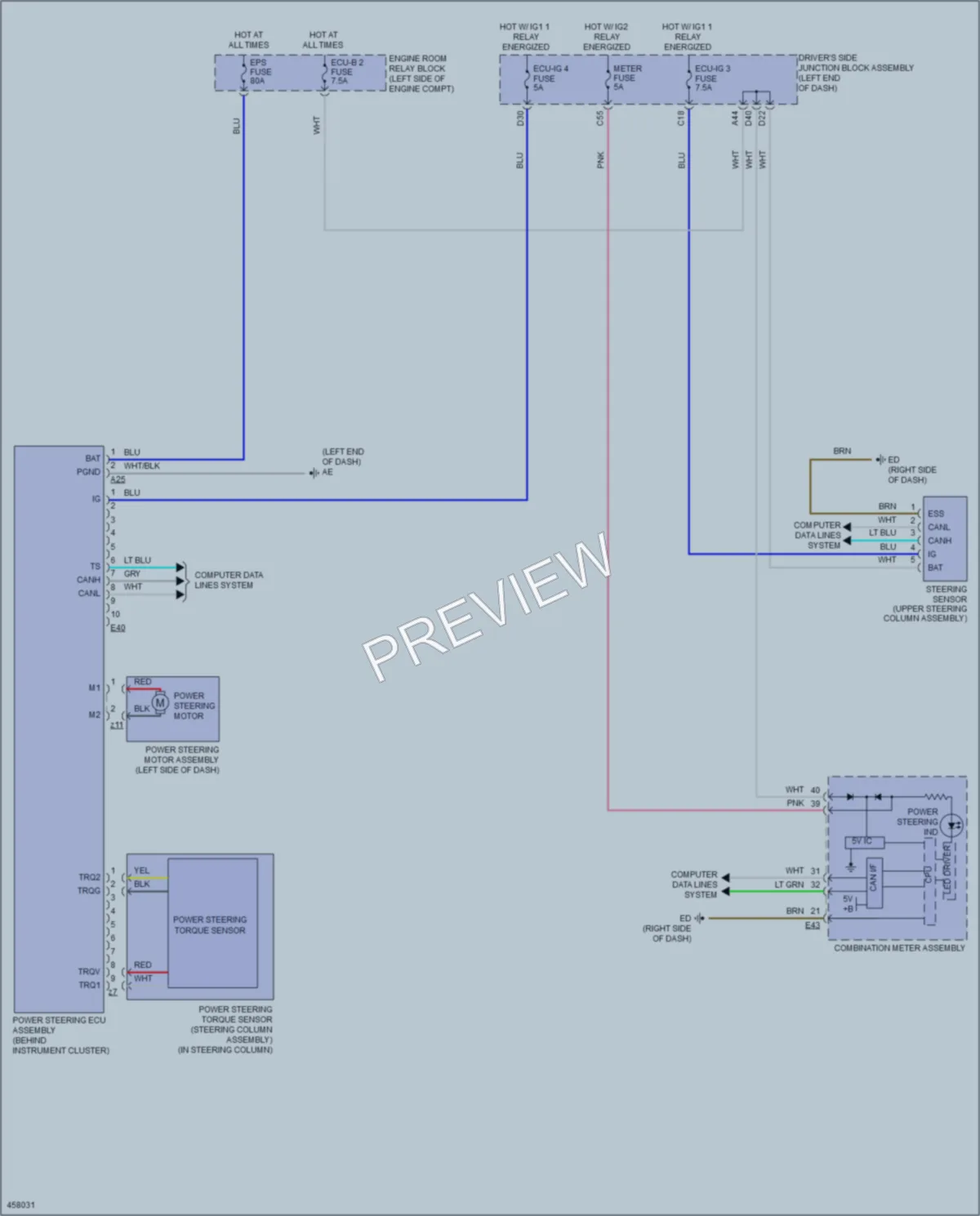 2015 Toyota Corolla Electronic Power Steering wiring diagram preview