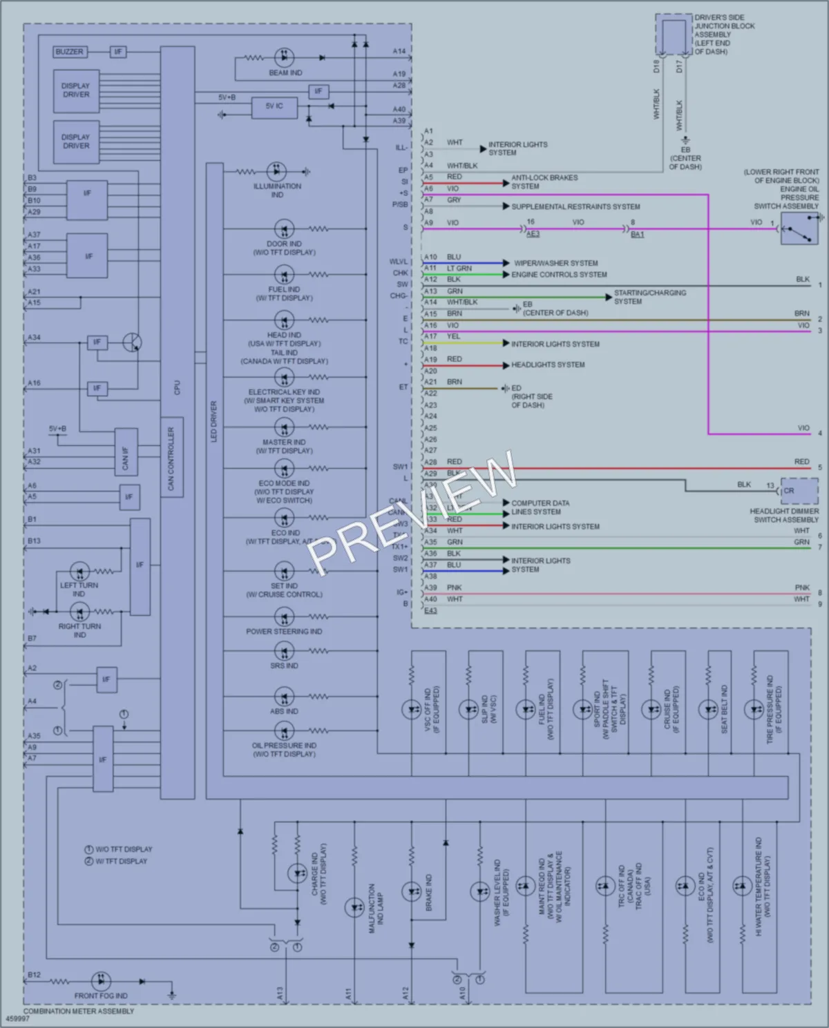 2015 Toyota Corolla Instrument Cluster wiring diagram preview