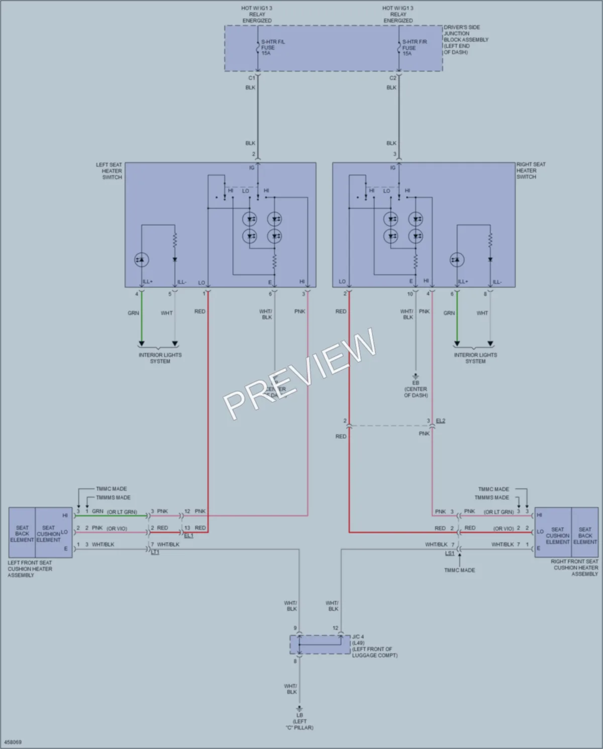 2015 Toyota Corolla Power Seats wiring diagram preview
